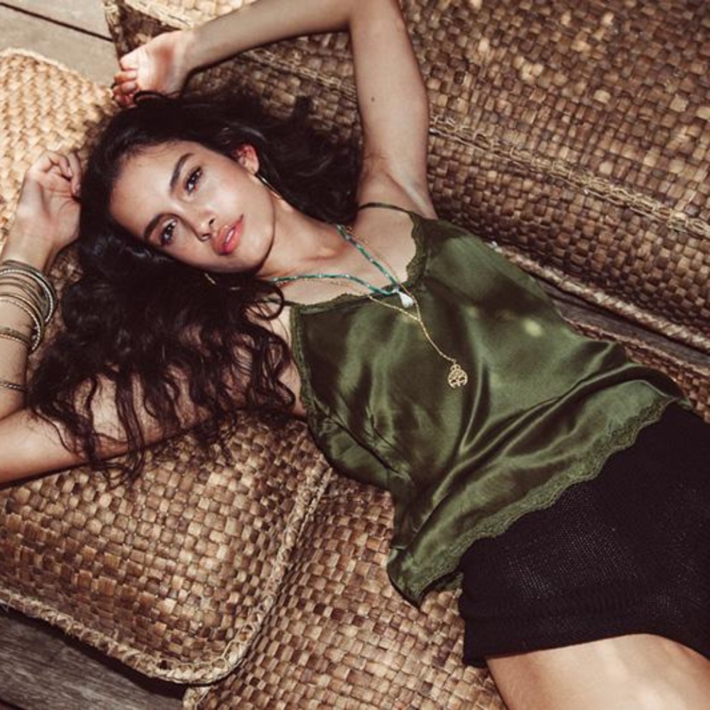Arnhem 'Lhani' silk camisole, green / khaki, XS (AU6)